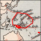 Lage der deutschen Südseeinseln im Pazifik.